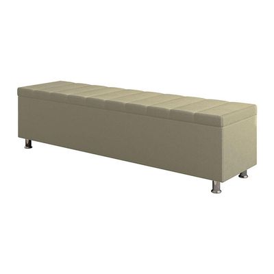 Calçadeira Baú Recamier Estofado Casal 140 Cm ônix Corino Bege