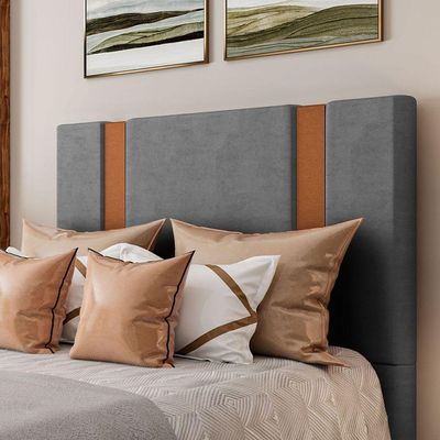 Cabeceira Estofada Queen 160 Cm Ametista Veludo Cinza