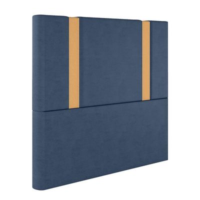 Cabeceira Estofada King 195 Cm Ametista Veludo Azul Marinho