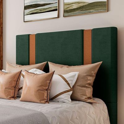 Cabeceira Estofada King 195 Cm Ametista Veludo Verde