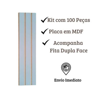 Kit Revestimento Ripado 100 Placas Adesiva 45 X 11 Cm Em Mdf Azul
