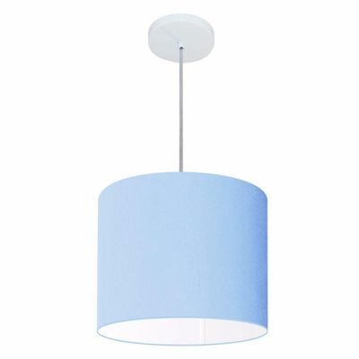 Lustre Pendente Cilíndrico Free Lux Para Mesa De Jantar, Sala, Quarto, Churrasqueira E Balcão. Azul-bebê Tam: 30x21cm