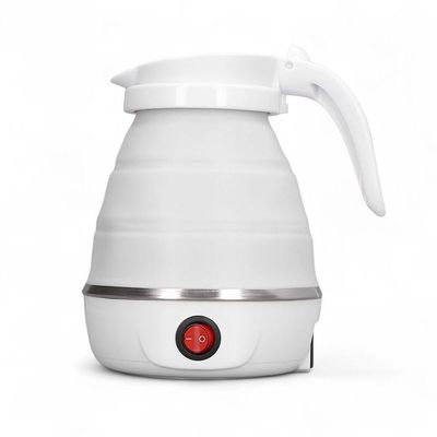 Chaleira Dobrável Elétrica 100v 600ml Branca Portátil Silicone Resistente Ao Calor