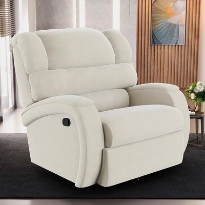 Poltrona do Papai Sala de Cinema Reclinável Kylie Glider Manual Giratória Massagem USB Veludo Bege G23
