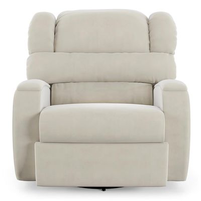 Poltrona do Papai Sala de Cinema Reclinável Kylie Glider Manual Giratória Massagem USB Veludo Bege G23