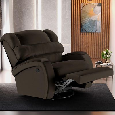 Poltrona do Papai Sala de Cinema Reclinável Kylie Glider Manual Giratória PU Marrom G23