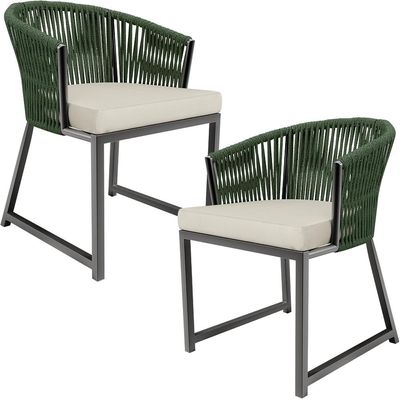 Kit 02 Cadeiras Decorativas Para Área Gourmet Cozinha Corda Náutica Bethari D04 Verde - Lyam Decor