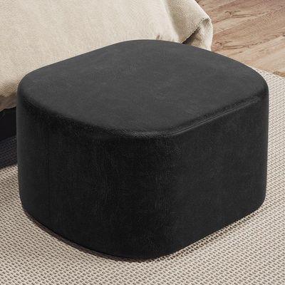 Puff Decorativo Orgânico para Living Quarto 70cm Doha W01 Couríssimo Preto - Lyam Decor