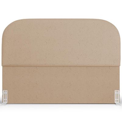 Cabeceira Cama Box Queen 160cm Lanna com Puff Recamier Doha W01  Linho Bege Escuro - Lyam Decor
