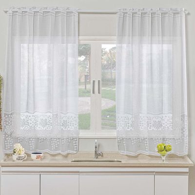Cortina Para Cozinha Renda Uva 2,00m x 2,50m Varão 2M - Branco