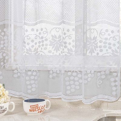 Cortina Para Cozinha Renda Uva 2,00m x 2,50m Varão 2M - Branco