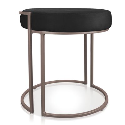 Puff Love Suede Preto Base Industrial Cobre - D'Rossi