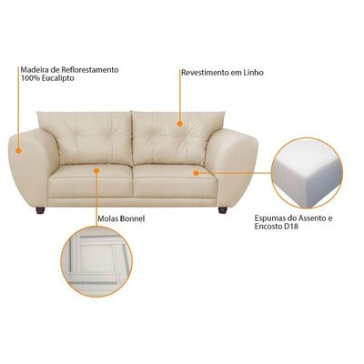 Sofá 2 Lugares Tulipa Suede Bege