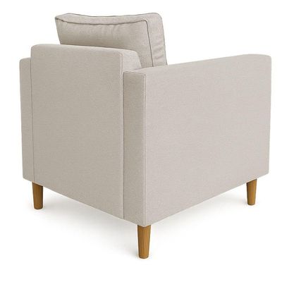 Poltrona Decorativa Helena Linho Pés Madeira Bege