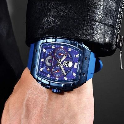 Relógio 9112 De Silicone Impermeável Masculino, Militar, Esporte Azul