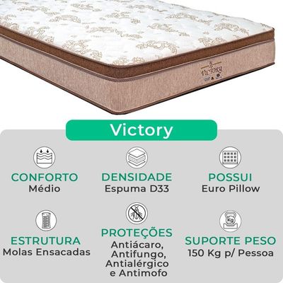 Cama Box Baú Solteirão Bege E Colchão Victory Molas Vstore