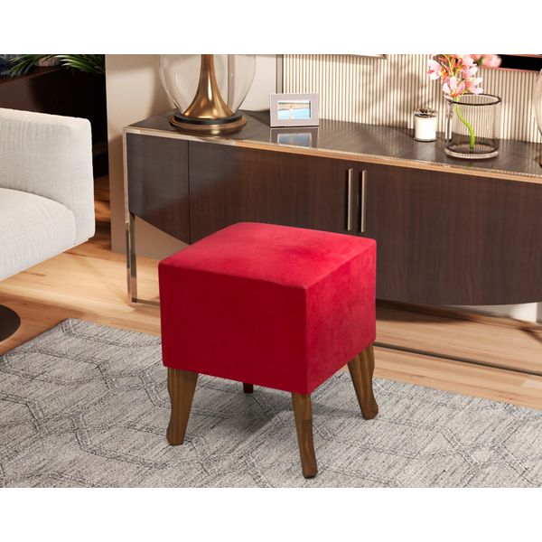 Puff Luxo Pés de madeira Cores - Comprar Moveis em casa Vermelho Puff Luxo Pés de madeira Cores - Comprar Moveis em casa Vermelho