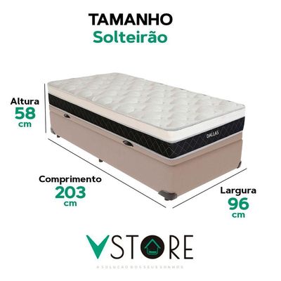 Cama Box Baú Solteirão E Colchão Dallas Molas V-store Bege