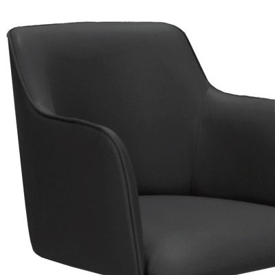 Poltrona Camélia Base Giratória De Madeira Corino Cor Preto