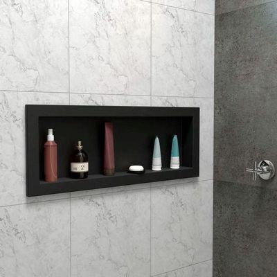 Nicho Para Banheiro Pedra 37x97cm Preto Fosco