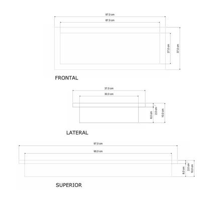 Nicho Para Banheiro Pedra 37x97cm Preto Fosco