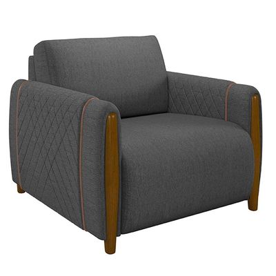 Conjunto Decorativo Poltrona e Sofá 223cm Maceió Linho Chumbo - Gran Belo