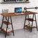 Kit Mesa Cavalete 150 cm com Estante 5 Prateleiras Estilo Industrial Form C01 Nogal - Lyam Decor