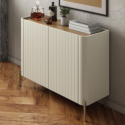Aparador Buffet Sala de Jantar 2 Portas Brise Pés Industrial Dourado Naim I03 Luna Louro - Lyam