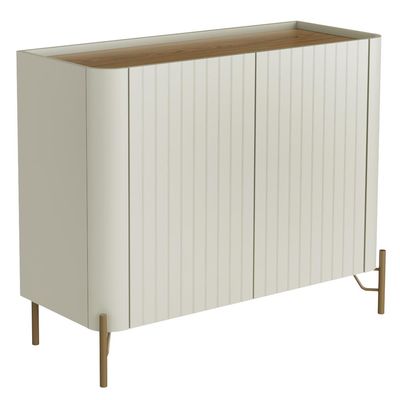 Aparador Buffet Sala de Jantar 2 Portas Brise Pés Industrial Dourado Naim I03 Luna Louro - Lyam
