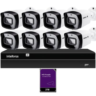 Kit 8 Câmeras IP Vipc 1230B Intelbras NVD 1408P HD 2TB Purple