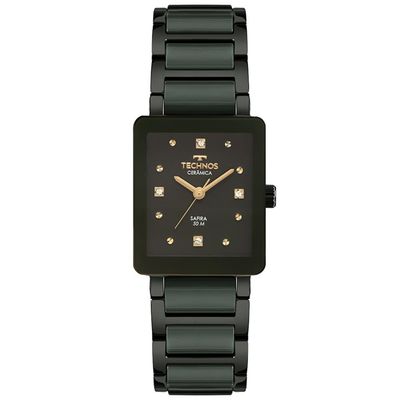 Relógio Technos Feminino Ref: 2035ncr/2v Retangular Cerâmica Grafite
