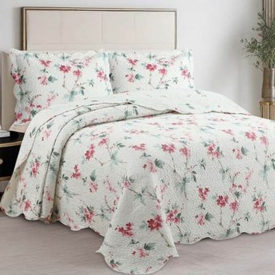 Kit Cobre Leito Colcha Magnus Solteiro 2 Peças Dupla Face Estampado Floral - Brisa Rosa - 100% Poliéster