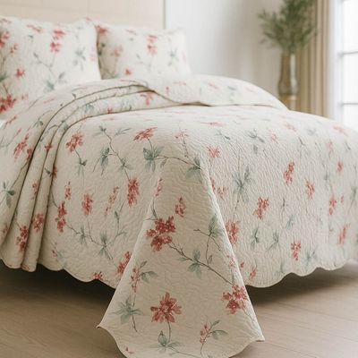Kit Cobre Leito Colcha Magnus Solteiro 2 Peças Dupla Face Estampado Floral - Brisa Rosa - 100% Poliéster