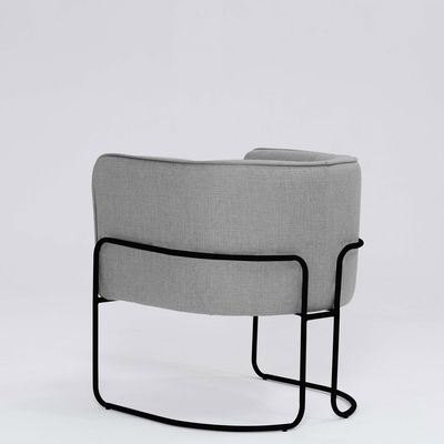 Poltrona Decorativa Belinda D07 Base Aço Linho Mescla Elefante - D'Rossi