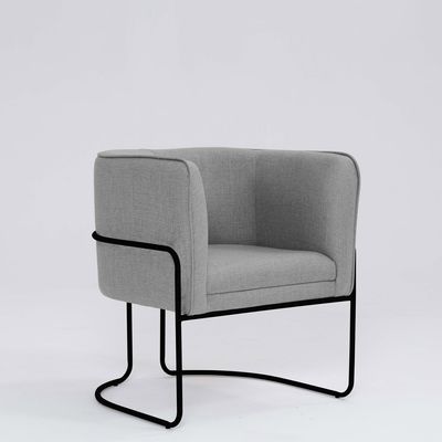 Poltrona Decorativa Belinda D07 Base Aço Linho Mescla Elefante - D'Rossi
