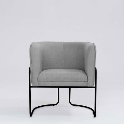 Poltrona Decorativa Belinda D07 Base Aço Linho Mescla Elefante - D'Rossi