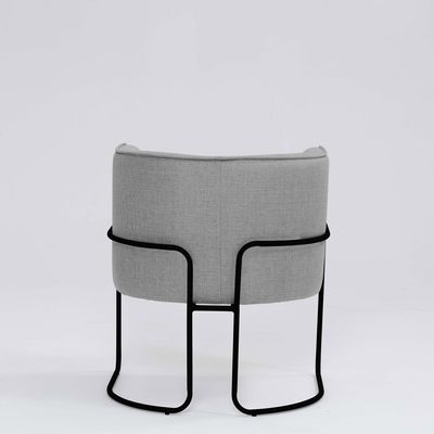 Poltrona Decorativa Belinda D07 Base Aço Linho Mescla Elefante - D'Rossi