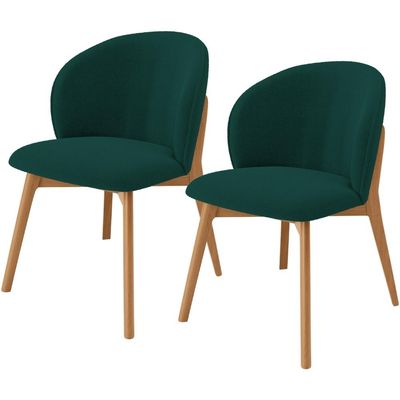 Kit 02 Cadeiras de Jantar e Estar Living Estofada Mia L02 Bouclê Verde - Lyam Decor