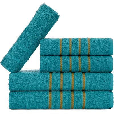 Jogo 5pçs 2 Banho + 2 Rosto + 1 Tapete P/Banheiro 100% Algodão Alta Absorção - Verde Jade