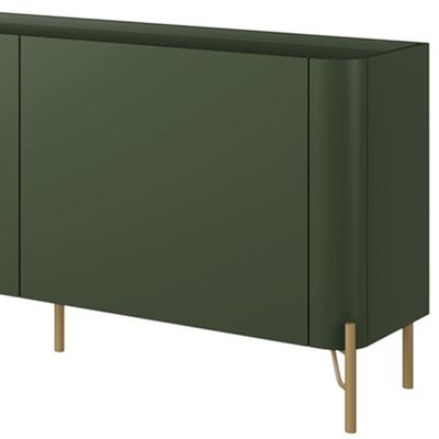 Rack Para Sala de Estar TV 75 Pol 4 Portas Pés Industrial Dourado Alef I03 Musgo - Lyam Decor