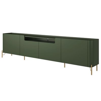 Rack Para Sala de Estar TV 75 Pol 4 Portas Pés Industrial Dourado Alef I03 Musgo - Lyam Decor