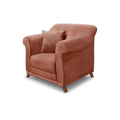 Poltrona Decorativa com 1 Almofada Armstrong Veludo Cobre - Gran Belo