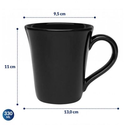 Caneca Tulipa 330 Ml Preto ou Branco - Oxford Porcelanas