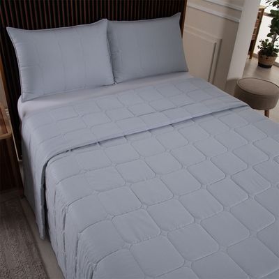 Kit Cobre Leito Colcha Lunar King 3 Peças 400 Fios Matelado Dupla Face - Cinza - 100% Poliéster