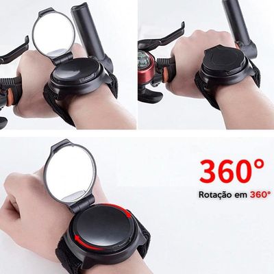 Espelho Retrovisor Pulso Bike Speed 360° segurança Ciclista Preto