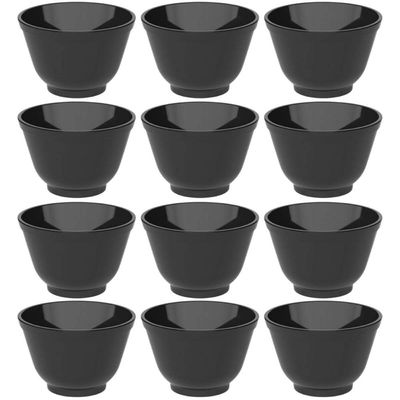Jogo 12 Cumbucas Bowl Coza Uno 450ml Tigela Preta Plástico Salada Açaí Cereais Sobremesas