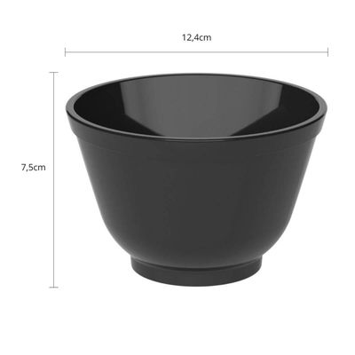 Jogo 12 Cumbucas Bowl Coza Uno 450ml Tigela Preta Plástico Salada Açaí Cereais Sobremesas