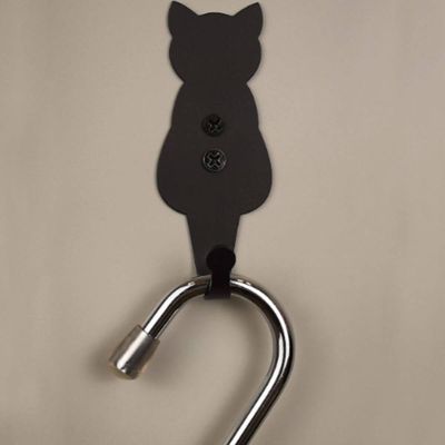 Cabideiro de Parede Gato Preto Gancho Pendurar Roupas Bolsas Multiuso Luft Masutti