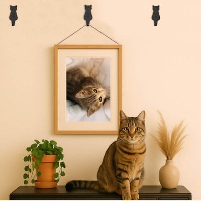 Cabideiro de Parede Gato Preto Gancho Pendurar Roupas Bolsas Multiuso Luft Masutti
