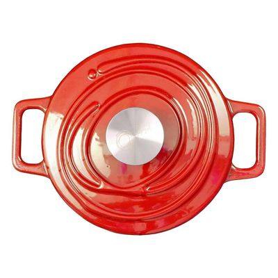 Caçarola de Ferro Fundido Esmaltado Oxford Aroma Vermelha 24cm Para Fogão Indução